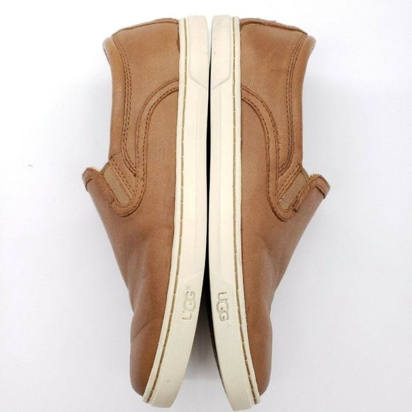 UGG Fierce Women's Slip On Flats 7 Brown Leather Loafers Sneakers Comfort Shoes - Picture 6 of 9